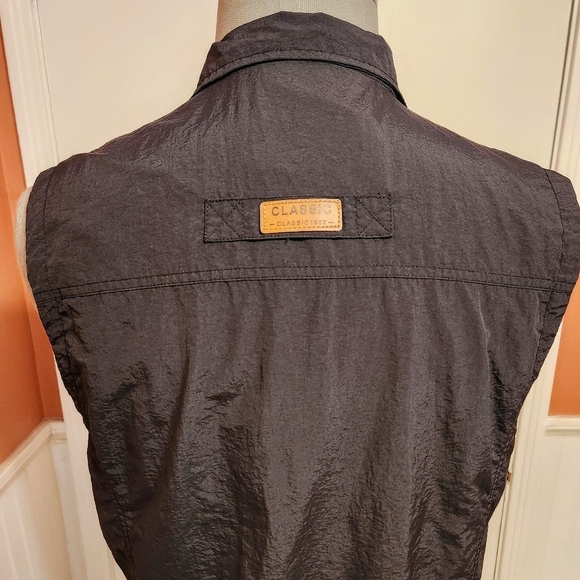 Alpha Camp Black Utility Vest Mens Medium Zip Pocket - Picture 6 of 12